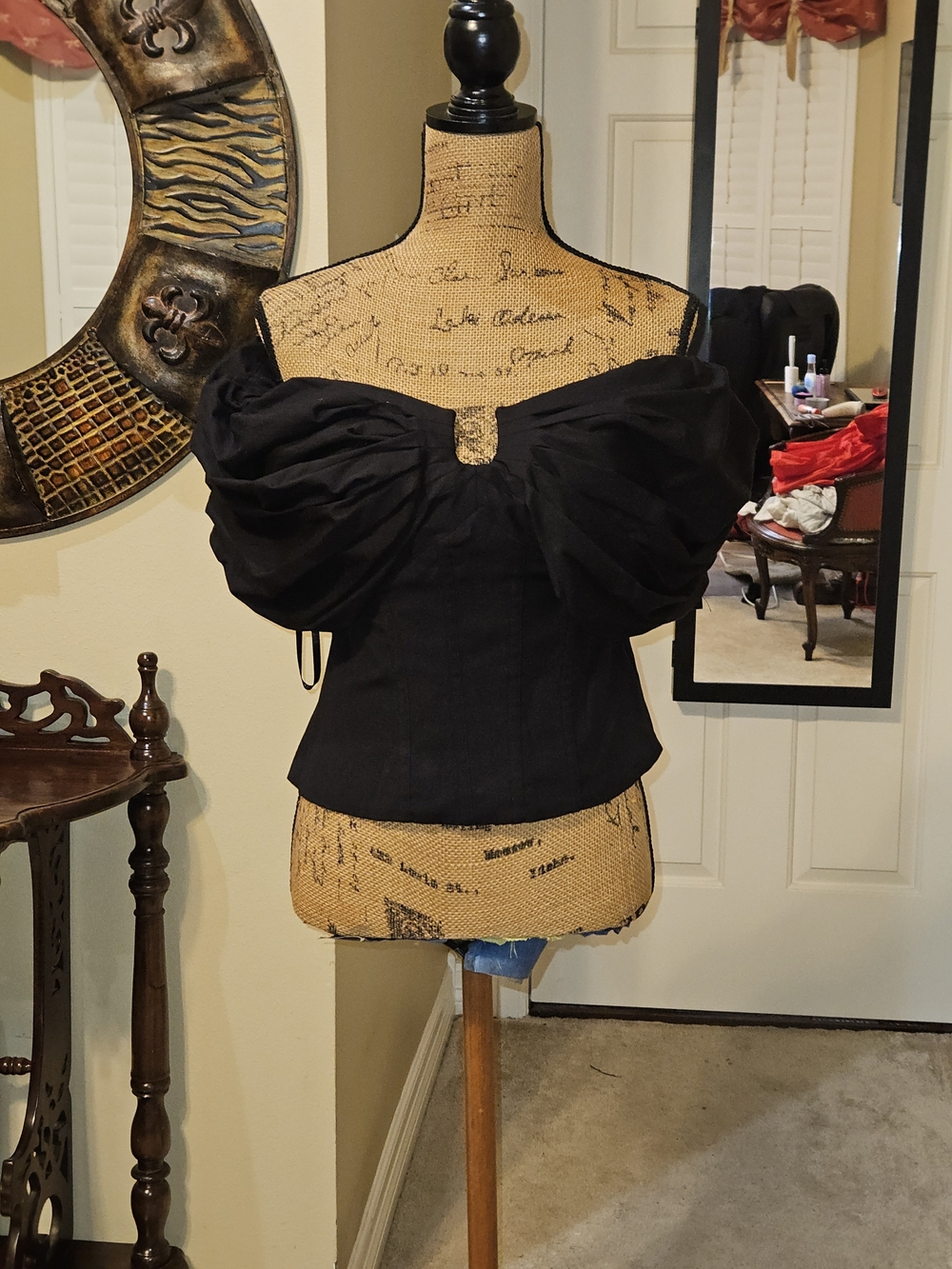 White House Black Market Black Off-the-Shoulder Puff-Sleeve Top
